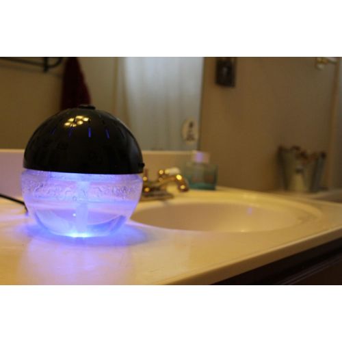  EcoGecko Earth Globe- Glowing Water Air Washer and Revitalizer with Lavender Oil, Black (75606-Black)