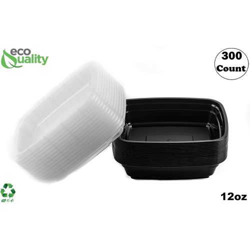  EcoQuality Meal Prep Containers [300 Pack] Rectangle Containers with Lids, Food Storage Bento Box, Microwavable, Premium Bowl, Stir Fry | Lunch Boxes | BPA Free | Freezer/Dishwashe