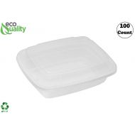 EcoQuality Meal Prep Containers [100 Pack] Rectangle Containers with Lids, Food Storage Bento Box, Microwavable, Premium Bowl, Stir Fry | Lunch Boxes | BPA Free | Freezer/Dishwashe