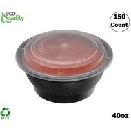 EcoQuality Meal Prep Containers [150 Pack] Round Bowls with Lids, Food Storage Bento Box, Microwavable, Premium Bowl, Stir Fry | Lunch Boxes | BPA Free | Freezer/Dishwasher Safe |