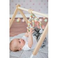 EcoTeething Play Gym Toys | Khaki Baby Gym Toys | Montessori Toys | Baby Shower Gift | Nursery Decor | New Mom Gift | Montessori | Newborn Gift