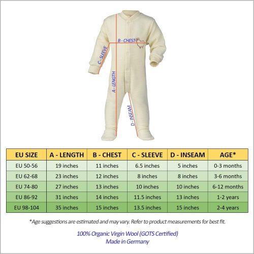  EcoAble Apparel Footed Sleep and Play: Organic Wool Footie Sleeper Pajamas for Baby Boys or Girls