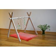 EcoartFactory Play gym, Montessori toy, Baby activity center, White baby gym, Gym foldable, Wooden baby gym, Wooden gym, Baby fitness studio