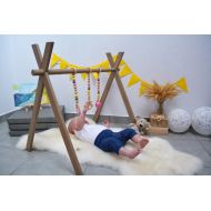 /EcoartFactory Wooden baby gym, Scandinavian Baby gym, Wooden activity center, Gray stained, Gray baby gym, Baby play gym,Baby fitness studio,Activity arch