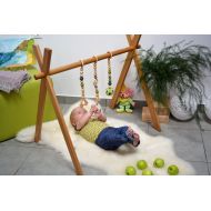 EcoartFactory Baby gym wood, Baby activity arch, Mint Baby gym, Wooden activity center, Natural Oak, Green baby gym, Baby fitness studio, Baby play gym