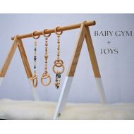 EcoartFactory Baby GYM and TOYS,Set of gym and toys,Baby activity center with toys,Activity arch,Montessori toy,Lower part of legs white,Wooden baby gym