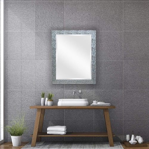  Wall Beveled Mirror Framed - Bedroom or Bathroom Rectangular frame Hangs Horizontal & Vertical By EcoHome (16X20, Silver)