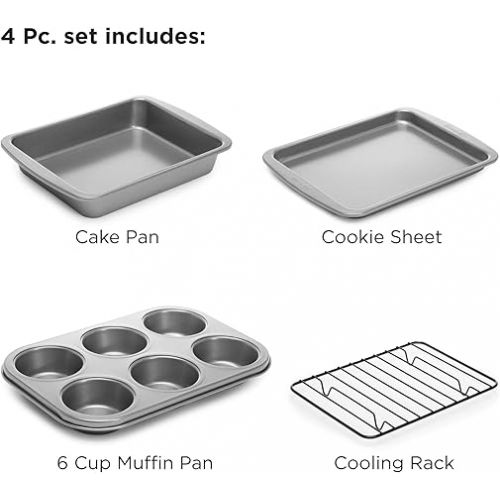  Ecolution EIOGY-1204 Toaster Oven Bakeware 4Piece Set | Nonstick Heavy Duty Carbon Steel,Gray