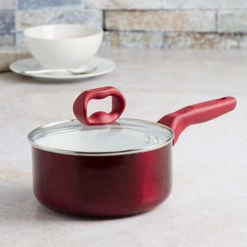  [아마존베스트]Ecolution Bliss Ceramic Nonstick Saucepan with Lid - 2 Quart - Induction Stainless Steel Base Pot, Red