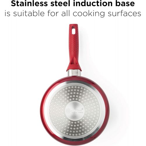  [아마존베스트]Ecolution Bliss Ceramic Nonstick Saucepan with Lid - 2 Quart - Induction Stainless Steel Base Pot, Red