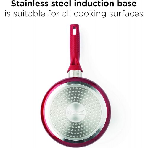  [아마존베스트]Ecolution Bliss Ceramic Nonstick Saucepan with Lid - 2 Quart - Induction Stainless Steel Base Pot, Red