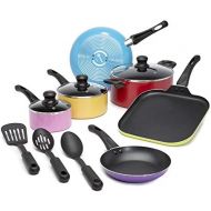 Ecolution Easy Clean Nonstick Cookware Set, Dishwasher Safe Kitchen Pots and Pans Set, Comfort Grip Handle, Even Heating, Ultimate Food Release, 12-Piece, Multicolor