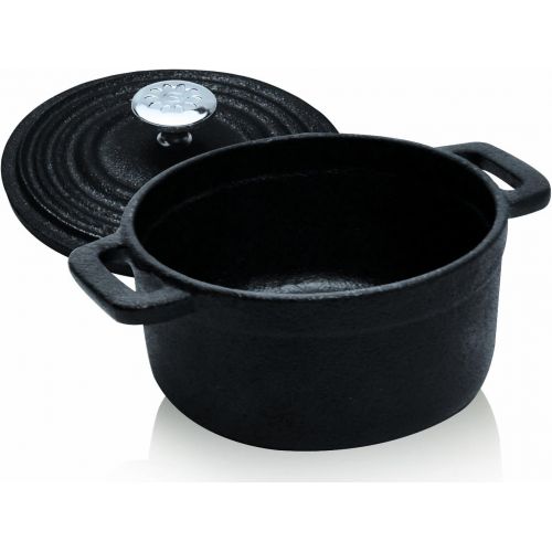  Ecolution EOBK-2515 25 Quart Cast Iron Casserole with Lid, 4 Inch / 0.25 Qt, Black