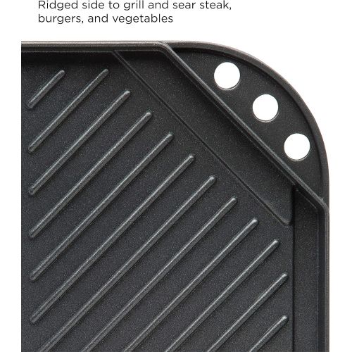  Ecolution Reversible 19.5” x 11, Non-Stick, Dishwasher Safe, Double Burner Family Griddle Grill Pan Cookware, Cast Aluminum, Black