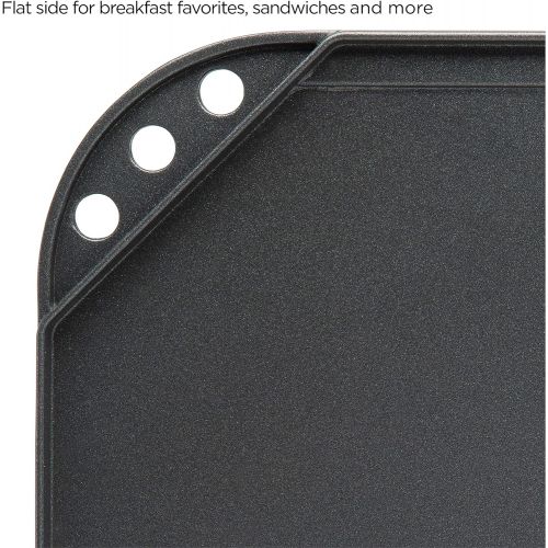  Ecolution Reversible 19.5” x 11, Non-Stick, Dishwasher Safe, Double Burner Family Griddle Grill Pan Cookware, Cast Aluminum, Black