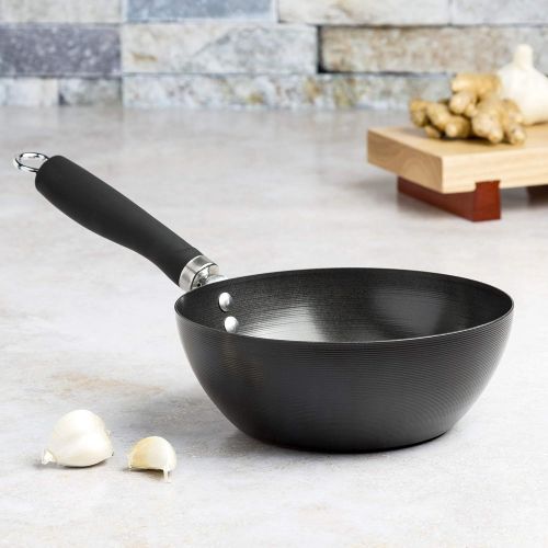  Ecolution Non-Stick Carbon Steel Wok with Soft Touch Riveted Handle, 8,Black