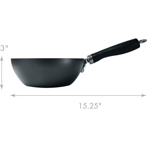  Ecolution Non-Stick Carbon Steel Wok with Soft Touch Riveted Handle, 8,Black