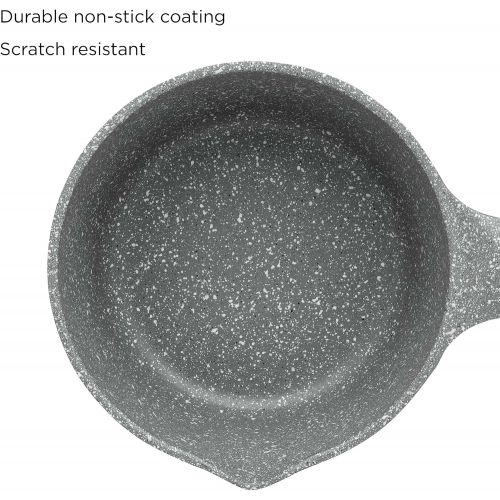  [아마존베스트]Ecolution Farmhouse Cast Aluminum Speckle Coated Saucepan with Ergonomic Wood Look Handle, Dishwasher Safe, Durable Non-Stick, 1.6 Quart, Black