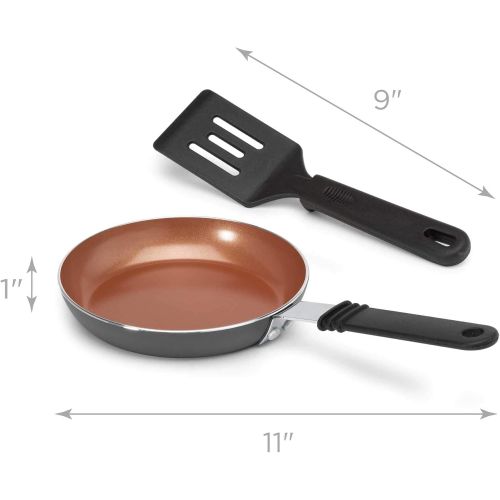  [아마존베스트]Ecolution Ceramic Non-Stick Fry Mini Egg Pan, Easy to Clean, Silicone Handle, 5.5 Inch, Gunmetal Gray with Copper