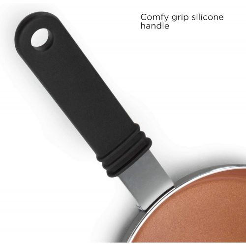  [아마존베스트]Ecolution Ceramic Non-Stick Fry Mini Egg Pan, Easy to Clean, Silicone Handle, 5.5 Inch, Gunmetal Gray with Copper