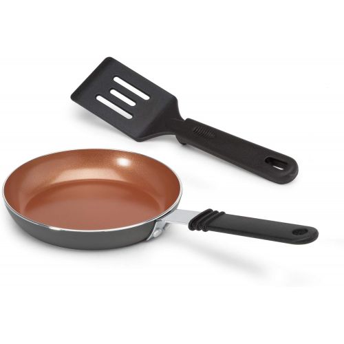  [아마존베스트]Ecolution Ceramic Non-Stick Fry Mini Egg Pan, Easy to Clean, Silicone Handle, 5.5 Inch, Gunmetal Gray with Copper