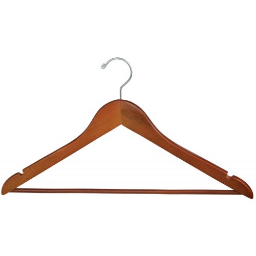  Econoco Commercial Wishbone Wooden Hanger with Satin Chrome Hook and Wooden Bar, 17, Matte Teak (Pack of 100)