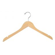 Econoco Flat Wooden Hanger with Chrome Hook, No Bar, 17, Natural (Pack of 100)