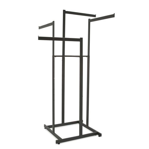  Econoco Clothing Rack  Black 4 Way Rack, High Capacity, Blade Arms, Square Tubing, Perfect for Clothing Store Display With 4 Straight Arms