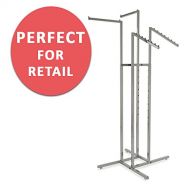 Econoco Clothing Rack  Heavy Duty Chrome 4 Way Rack, Adjustable Arms, Square Tubing, Perfect for Clothing Store Display With 2 Straight Arms and 2 Slanted Arms, Takes Up Only 32 Inches of