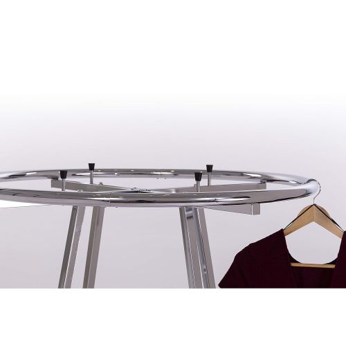 Econoco Round Chrome Rack For Clothes, Round Garment Rack, Display Retail Rack, Adjustable Round Rack, Adjustable Height, 36 Inches Diameter