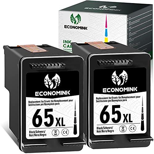  Economink Remanufactured 65 Black Ink Cartridge, Replacement for HP 65XL for Envy 5055, 5052, 5012, 5010, 5020, 5030, DeskJet 2600, 2622, 2652,3722,3755,3752,2635,2636,2655 AMP 120,100, Prin