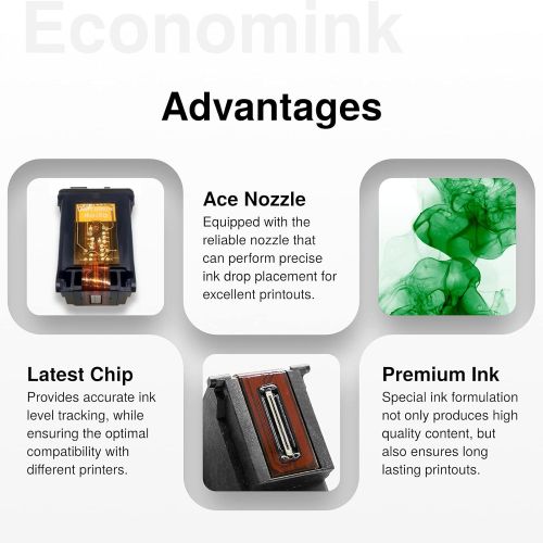  Economink Remanufactured 65 Black Ink Cartridge, Replacement for HP 65XL for Envy 5055, 5052, 5012, 5010, 5020, 5030, DeskJet 2600, 2622, 2652,3722,3755,3752,2635,2636,2655 AMP 120,100, Prin