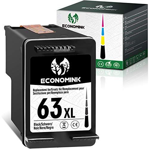  Economink Remanufactured 63 Black Ink Cartridge Replacement for HP 63XL HP63 Used in OfficeJet 3830 5252 4650 5258 4655 4652 5255 Envy 4520 3634 DeskJet 3636 1111 3630 1112 3637 36