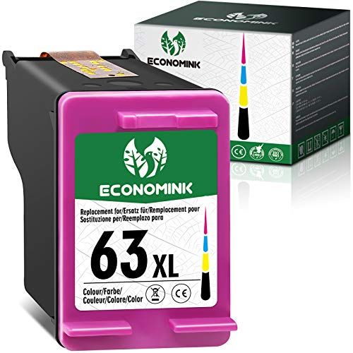  Economink 63 Color, Remanufactured Ink Cartridge Replacement for HP63 Work with Envy 4520 4512 DeskJet 1112 3630 2130 3632 OfficeJet 3830 5255 4650 5258 5200 4655 4652 5212 Upgraded Version