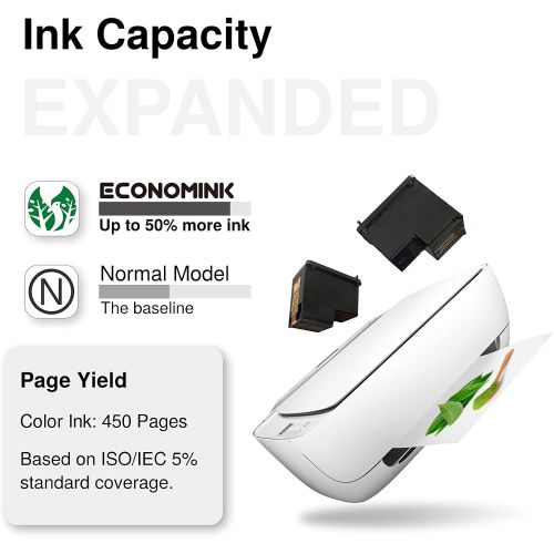  Economink 63 Color, Remanufactured Ink Cartridge Replacement for HP63 Work with Envy 4520 4512 DeskJet 1112 3630 2130 3632 OfficeJet 3830 5255 4650 5258 5200 4655 4652 5212 Upgraded Version