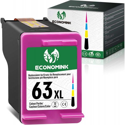  Economink 63 Color, Remanufactured Ink Cartridge Replacement for HP63 Work with Envy 4520 4512 DeskJet 1112 3630 2130 3632 OfficeJet 3830 5255 4650 5258 5200 4655 4652 5212 Upgraded Version