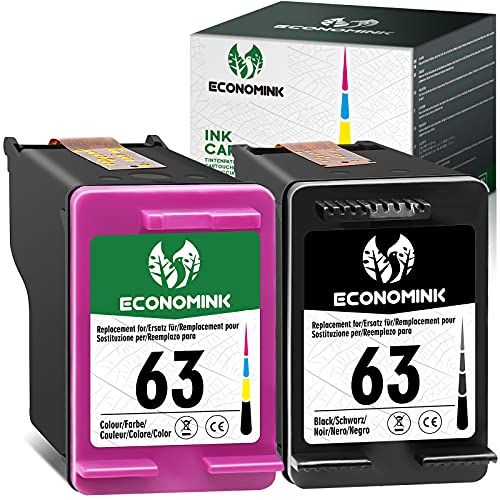  Economink Remanufactured Ink Cartridges Replacement for HP 63 Black Color Combo Pack for HP OfficeJet 3830 5255 5258 4650 4655 4652 Envy 4520 4512 4511 4510 DeskJet 1111 1112 2130