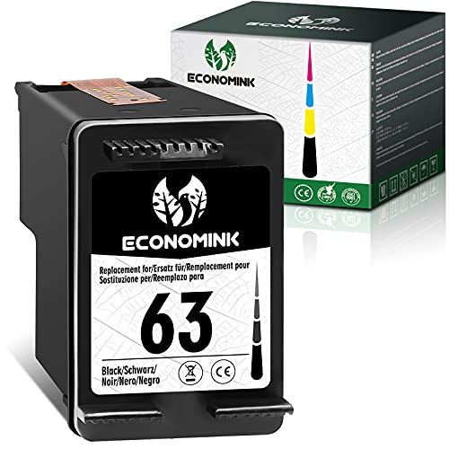  Economink Remanufactured Ink Cartridges Replacement for HP 63, HP63 Black, Work with HP Envy 4520 3634, OfficeJet 3830 5252 4650 5258 4655 4652 5255, DeskJet 3636 1111 3630 1112 36