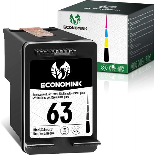  Economink Remanufactured Ink Cartridges Replacement for HP 63, HP63 Black, Work with HP Envy 4520 3634, OfficeJet 3830 5252 4650 5258 4655 4652 5255, DeskJet 3636 1111 3630 1112 36