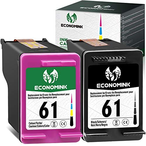  Economink Remanufactured Ink Cartridges Replacement for HP 61 Black Color Combo for Envy 5530 4500 4502 5535 OfficeJet 4630 4635 4632 DeskJet 2540 1010 3050a 2542 2549 3510 2541 25