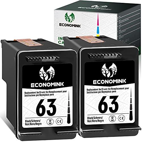  Economink Remanufactured Ink Cartridge Replacement for HP 63 HP63 Black for HP Envy 4520 4512 4511 4510 OfficeJet 3830 5255 5258 4650 4655 4652 5255 5252 DeskJet 1111 2130 2131 363