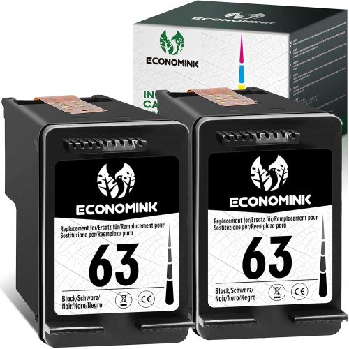 Economink Remanufactured Ink Cartridge Replacement for HP 63 HP63 Black for HP Envy 4520 4512 4511 4510 OfficeJet 3830 5255 5258 4650 4655 4652 5255 5252 DeskJet 1111 2130 2131 363
