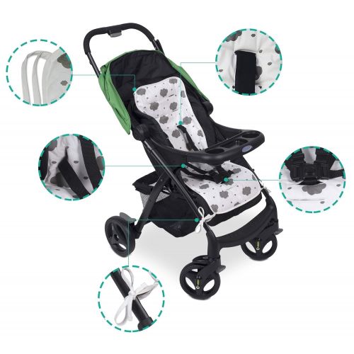  [아마존베스트]Ecotyl Reversible Pure Cotton Universal Baby Seat Liner for Stroller, Car Seat, Jogger, Bouncer | Thick Cushion | Supports Newborns, Infants, and Toddlers | Quick and Easy Install