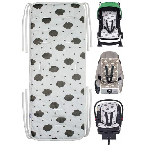  [아마존베스트]Ecotyl Reversible Pure Cotton Universal Baby Seat Liner for Stroller, Car Seat, Jogger, Bouncer | Thick Cushion | Supports Newborns, Infants, and Toddlers | Quick and Easy Install