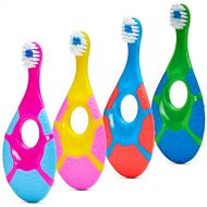 [아마존베스트]Ecovona Baby Toothbrush & Toddler Toothbrush for Age 0-2 Years Old | Extra Soft Bristle for Baby Teeth & Infant Gums | BPA-Free, Easy-Grip Finger Handle & Teething Pad | Dentist Re