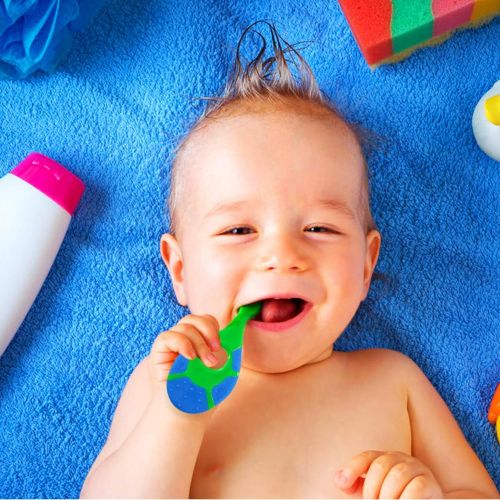  [아마존베스트]Ecovona Baby Toothbrush & Toddler Toothbrush for Age 0-2 Years Old | Extra Soft Bristle for Baby Teeth & Infant Gums | BPA-Free, Easy-Grip Finger Handle & Teething Pad | Dentist Re