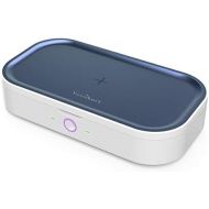 EcozianT UV Light Sanitizer/Qi-Certified 15W Fast Wireless Charger/Phone Sanitizer/Cell Phone UV Sterilizer/Phone Cleaner/UV Sanitizer Box/EPA Est.No.98629-CHN-1 (Navy Blue)