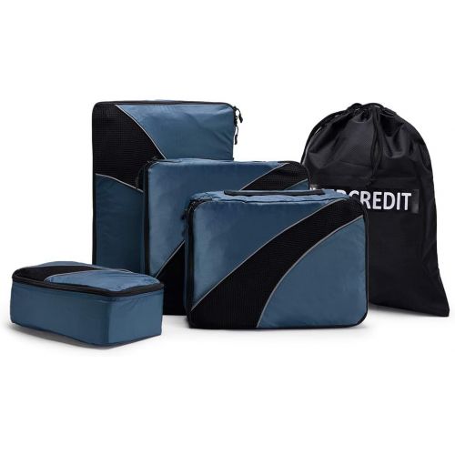 Ecredit 4 Set Compressible & Expandable Packing Cubes, Travel Luggage Packing Organizer for More Space Saving Burgundy