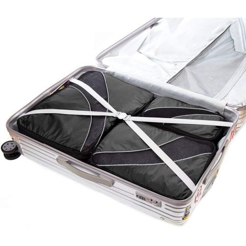  Ecredit 4 Set Compressible & Expandable Packing Cubes, Travel Luggage Packing Organizer for More Space Saving Burgundy