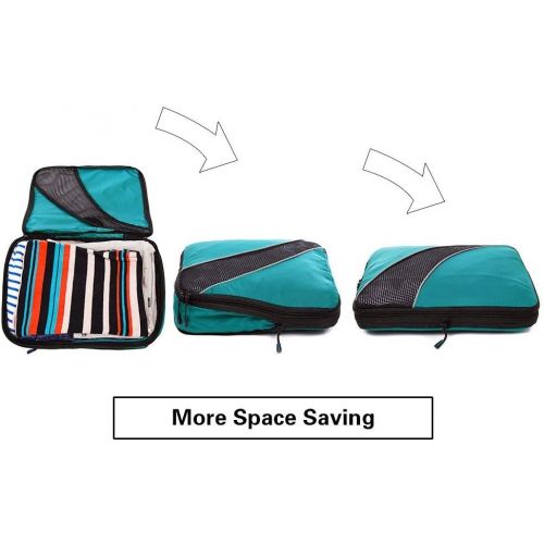  Ecredit 4 Set Compressible & Expandable Packing Cubes, Travel Luggage Packing Organizer for More Space Saving Burgundy